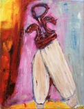 danse avec la crème, huile sur toile, 2019, 65 X 54 - objets