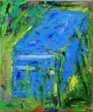 boite aux lettres abandonnée dans la verdure, huile sur toile, 2016, 46 X 38 - objets