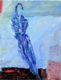 parapluie abandonné, huile sur toile, 2018, 65 X 50 - objets