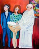 jour de noces, les mariés, un an plus tard, 2020, huile sur toile, 80 X 100 - jour de noces