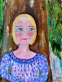 jour de noces, invitée, petite fille attentive, 2020, huile sur toile, 50 x 65 - jour de noces