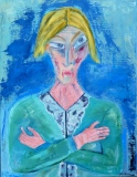 jour de noces, invitée, en colère, 2020, huile sur toile, 50 X 65 - jour de noces