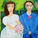 les mariés, A la mairie, 2019, huile sur toile, 80 X 80 - jour de noces