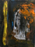 Abstraction, 2022, huile sur papier, 30 X 41 - entre figuration et abstraction