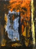 Abstraction, 2022, huile sur papier, 30 X 41 - entre figuration et abstraction