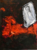 Abstraction, 2022, huile sur papier, 30 X 41 - entre figuration et abstraction
