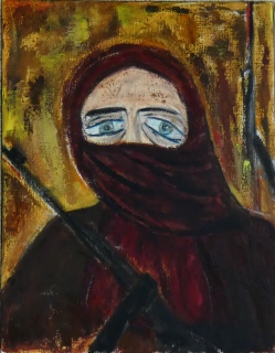 Non, je ne me tairai pas, 2022, huile sur toile, 50 X 65 - entre figuration et abstraction