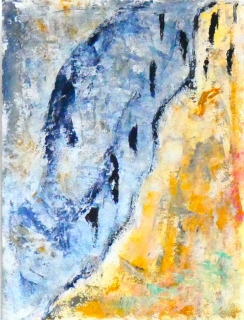 la mer à La Londe 2, 2024, huile sur  papier, 32 X 24 - (ré)interpréter la nature