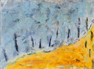 La mer à La Londe 3, 2024, huile sur  papier, 24 X 32 - (ré)interpréter la nature