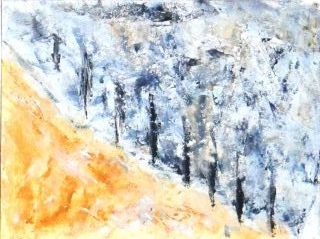 La mer à La Londe 4, 2024, huile sur  papier, 24 X 32 - (ré)interpréter la nature