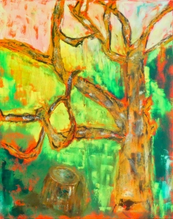 Chêne torturé 2, 2024, huile sur toile, 80 X 100 - (ré)interpréter la nature