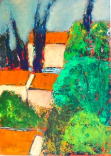 Voisinage 1, 2024, huile sur papier, 30 X 42 - (ré)interpréter la nature