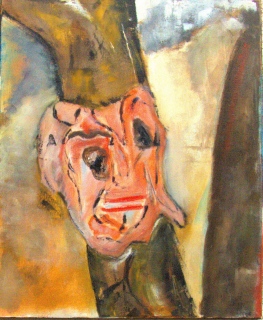 Nature ingrate, souche 13,  2024, huile sur toile, 50 X 65 - (ré)interpréter la nature