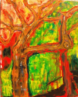 chêne  torturé 1, 2024, huile sur toile, 80 X 100 - (ré)interpréter la nature