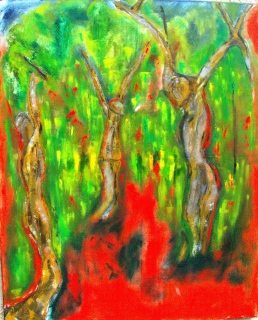 Danse forestière, 2024, huile sur toile, 80 X 100 - (ré)interpréter la nature