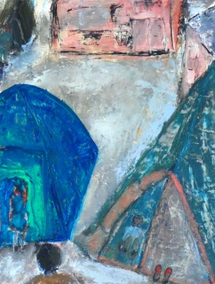 Pompes impériales 1, 2024, huile sur papier, 24 X 32 - poésie