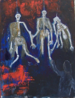 Bal des pendus ( Rimbaud), 2024, huile sur toile, 50 X 65 - poésie