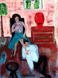 Première soirée 3 (Rimbaud), 2025, huile sur toile, 50 X 65 - poésie