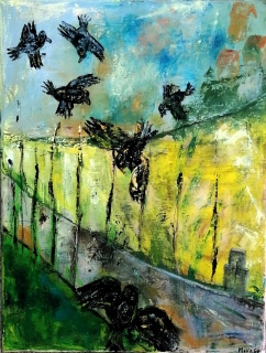 Les Corbeaux (Rimbaud), 2025, huile sur toile, 50 X 65 - poésie