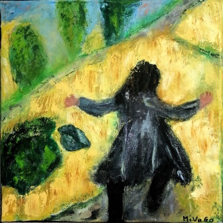 Sensation ( Rimbaud), 2025, huile sur toile, 30 X 30 - poésie
